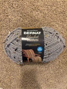 3 NWT Bernat Blanket Confetti Yarn - Gray
